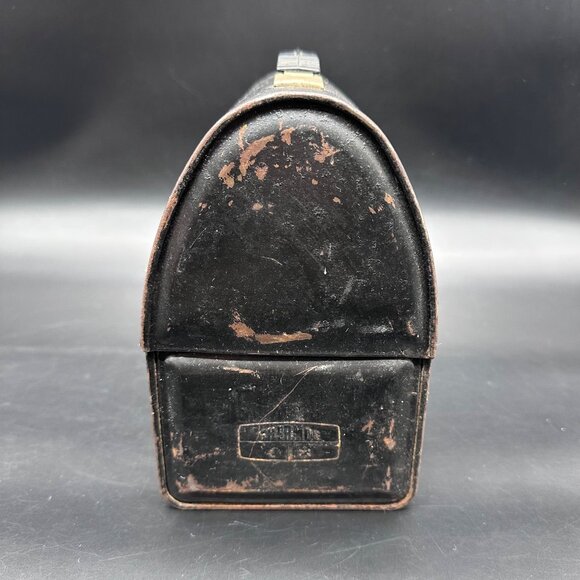 Vintage Thermos V Lunchbox Black Metal USA 1950s Retro Doomed Toolbox Industrial - Picture 5 of 16